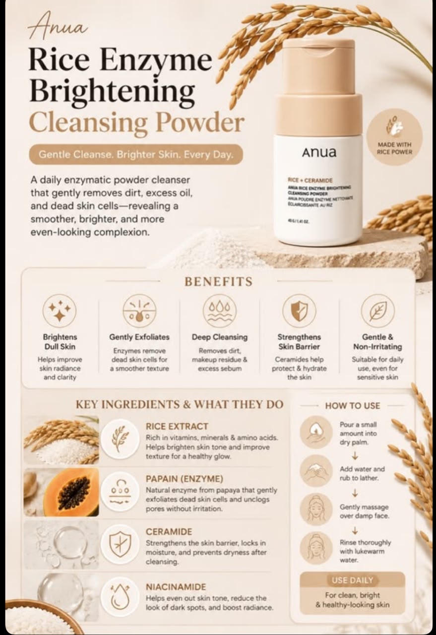 Anua Rice Ceramic Enzyme Brightening Cleansing Powder - R50 OFF