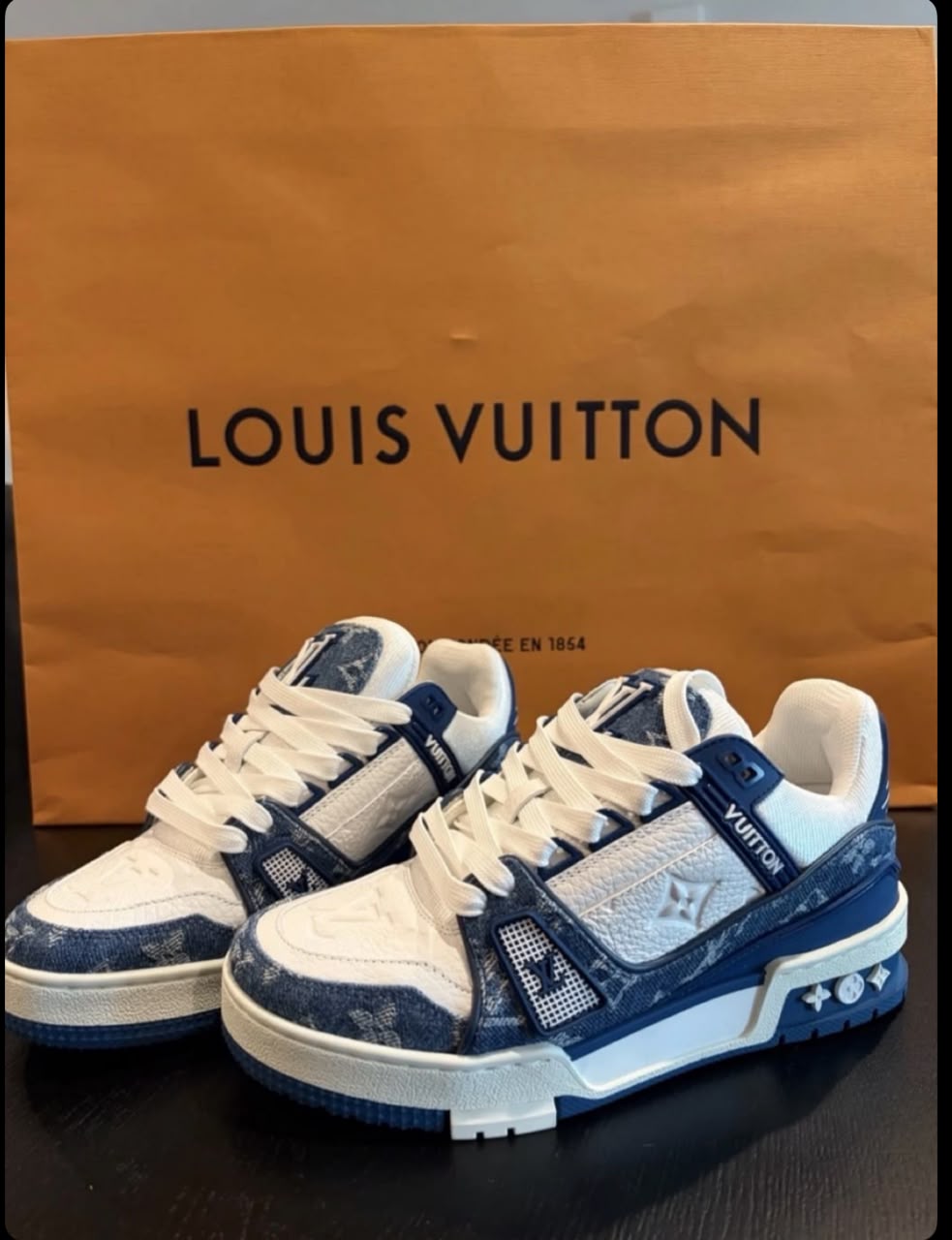 Blue Louis Vuitton Trainers + Free Gift + Shipping