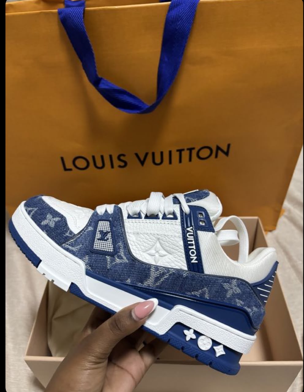 Blue Louis Vuitton Trainers + Free Gift + Shipping