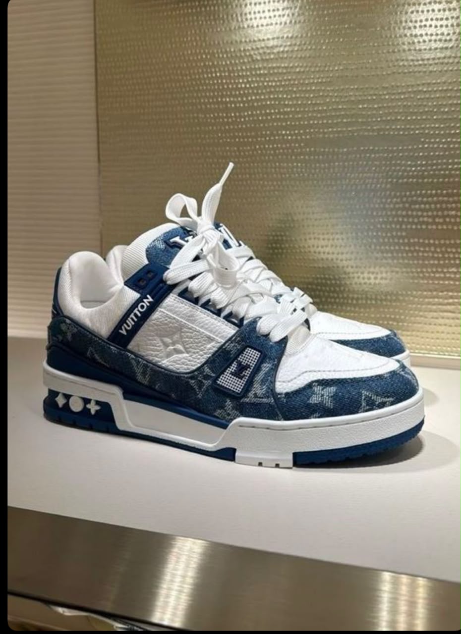 Blue Louis Vuitton Trainers + Free Gift + Shipping