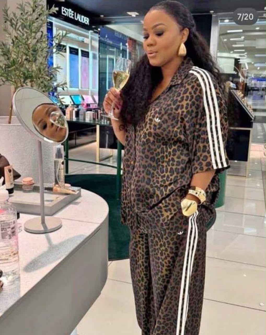 Short Sleeve Adidas Leopard Print Set + Free Jewellery Set Or Bag (Support Cash On Delivery)