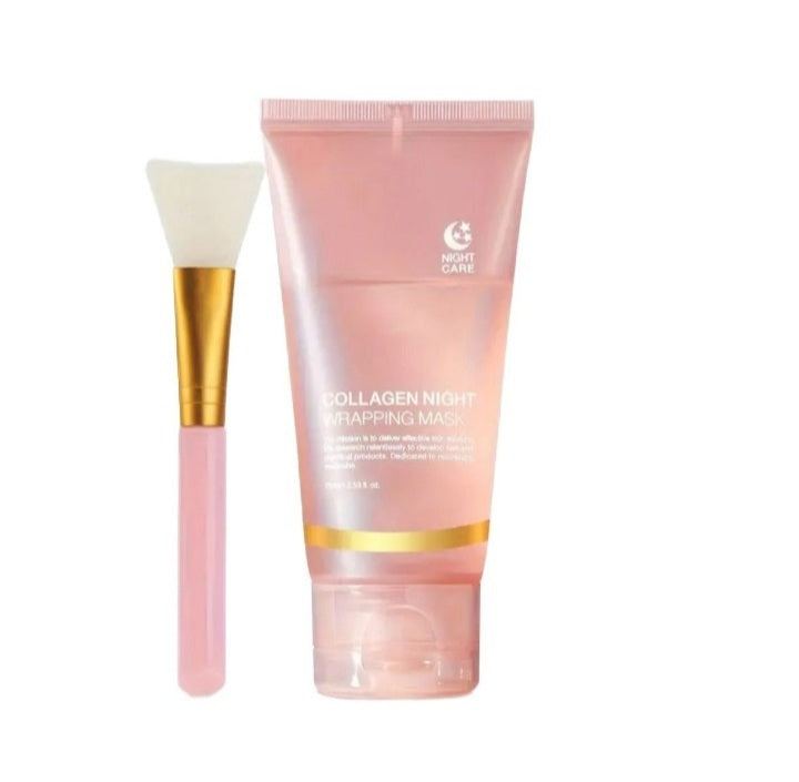 1pc Collagen Overnight Sleeping Mask, Deep moisturizing gel with Brush