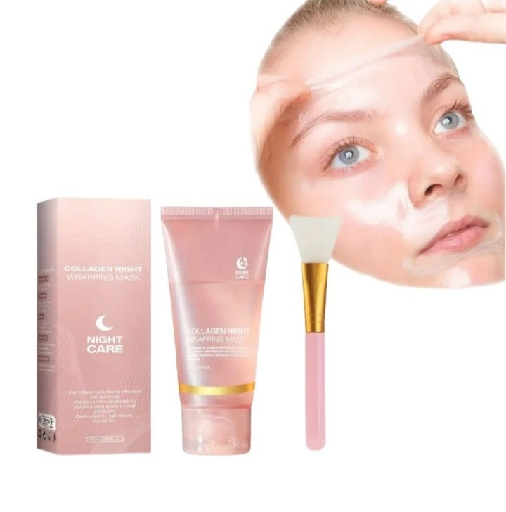 1pc Collagen Overnight Sleeping Mask, Deep moisturizing gel with Brush